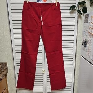 NWT Katayone Adeli Women's Red Straight-Leg Trousers 100% Cotton Sz 10 High End